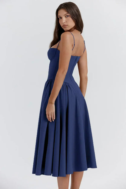 Billie | Sleeveless midi dress with corset cut
