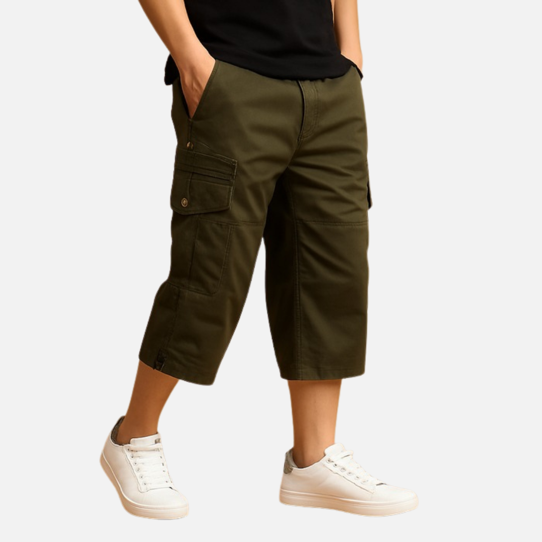 Men's 3/4 Cargo Shorts - Multi-Pocket Below Knee Combat Shorts