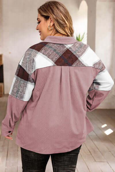 Large Plaid Flannel Shirt Jacket For Women