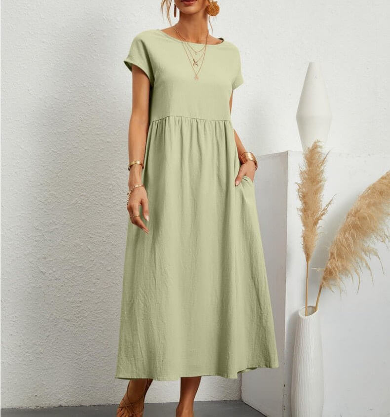 Breathable Strapless Mid Length Summer Dress