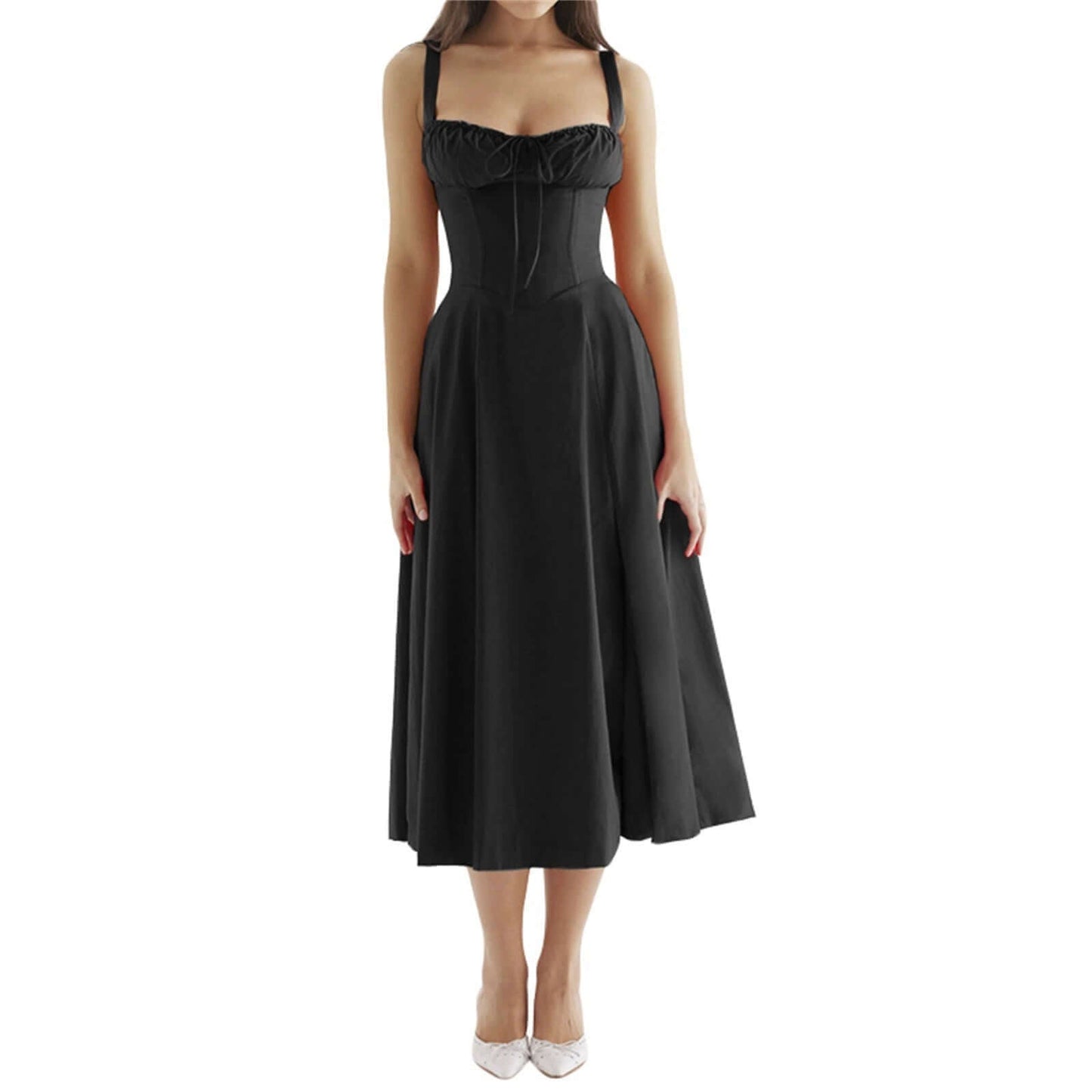 Ladies' Fit Waist Midi Dress with High Slit