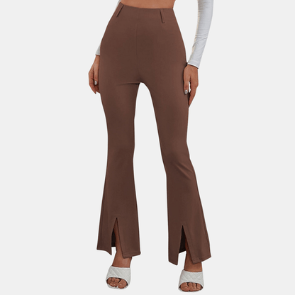 Fashionable High Waist Wide Leg Pants with Slit Detail