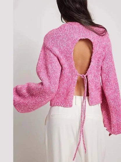 Women's Casual Open Back Long Top