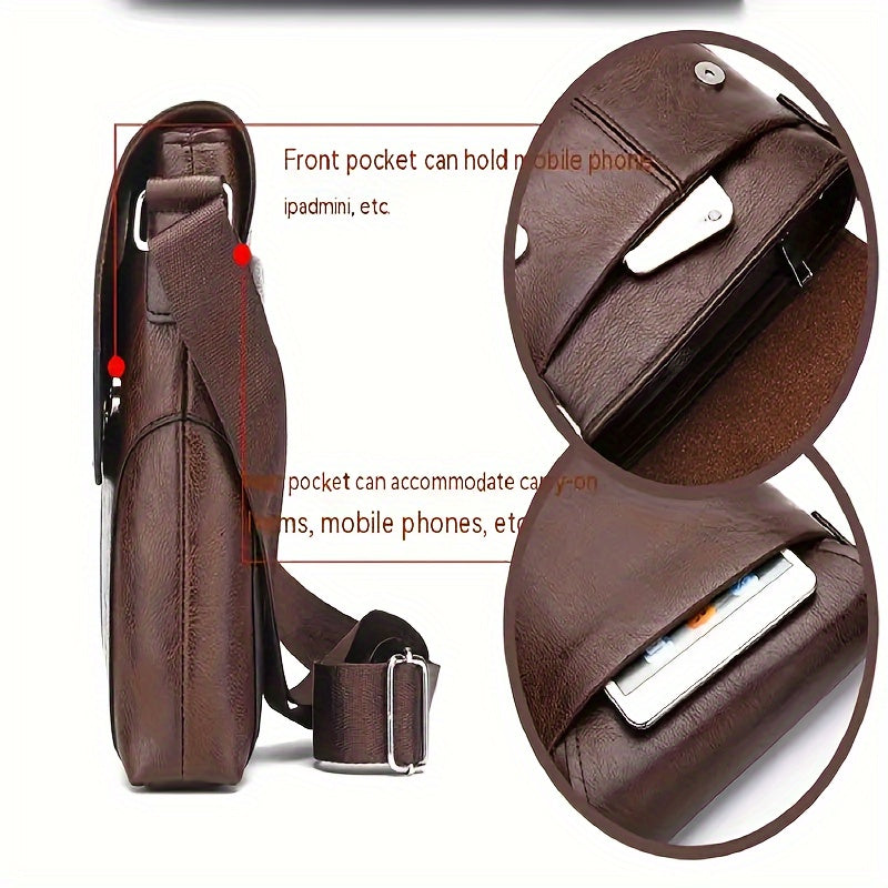 Classic Brown Leather Crossbody Bag for Men
