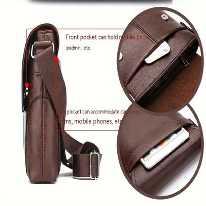 Classic Brown Leather Crossbody Bag for Men