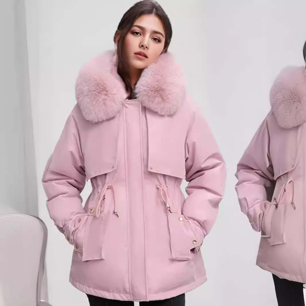 Ladies Warm Faux Fur Lined Parka Coat