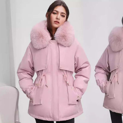 Ladies Warm Faux Fur Lined Parka Coat