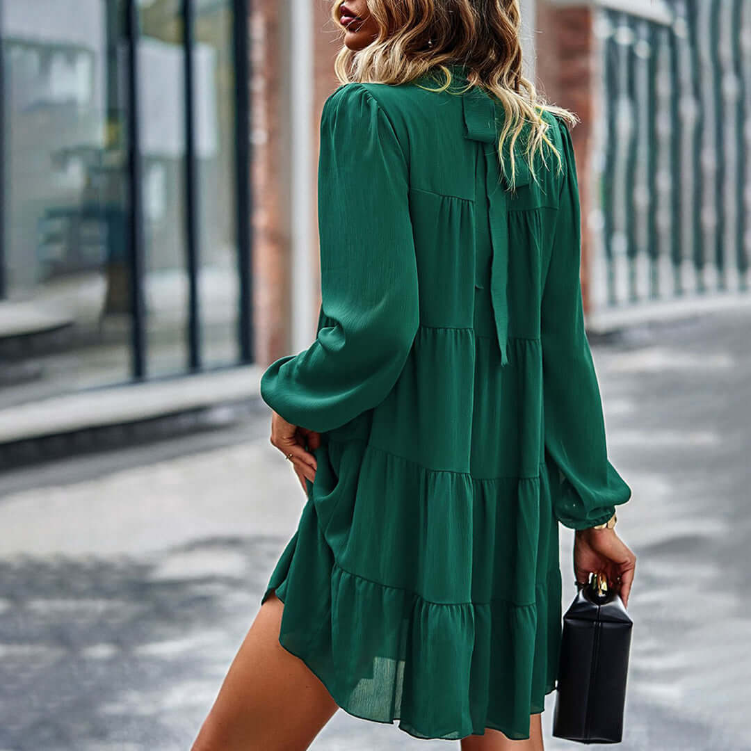 Layered Ruffle Neckline Dress - Chic