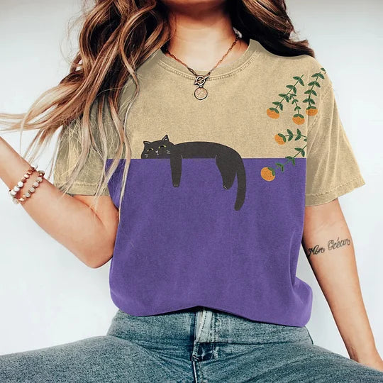 Vespera Two-Tone Graphic Tee – Soft Cotton, Oversized Fit-2