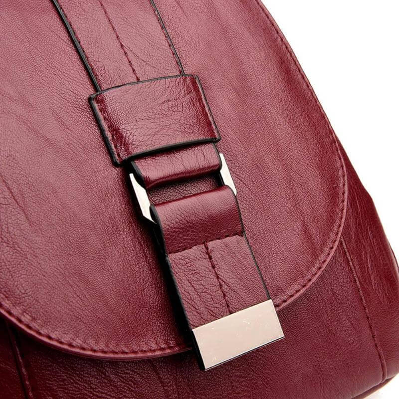 Secure Women's Leather Rucksack - Soft Genuine Sheepskin Backpack