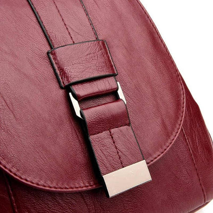 Secure Women's Leather Rucksack - Soft Genuine Sheepskin Backpack