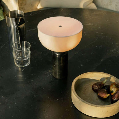 Contemporary Stone Table Lamp with Bright LED