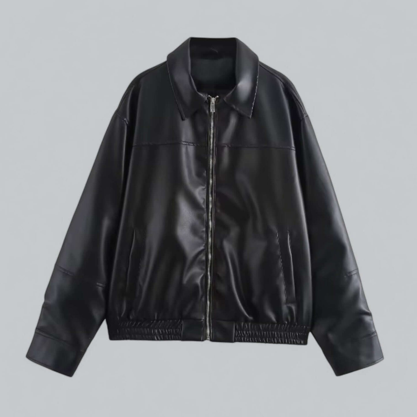 Classic Ladies Fake Leather Biker Jacket - Luxivelle