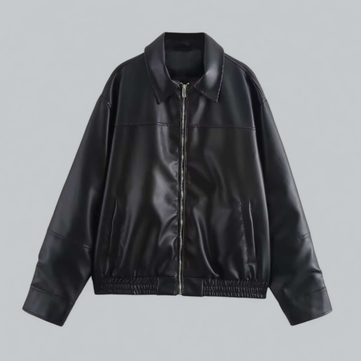 Classic Ladies Fake Leather Biker Jacket - Luxivelle