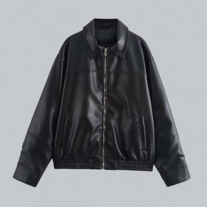 Classic Ladies Fake Leather Biker Jacket - Luxivelle