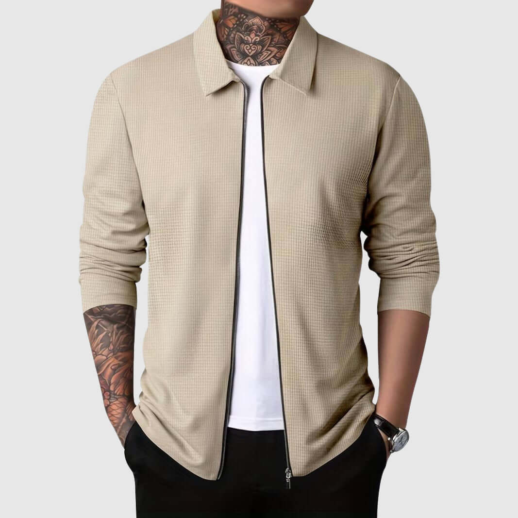 Warm Textured Zip Up Hoodie Jacket