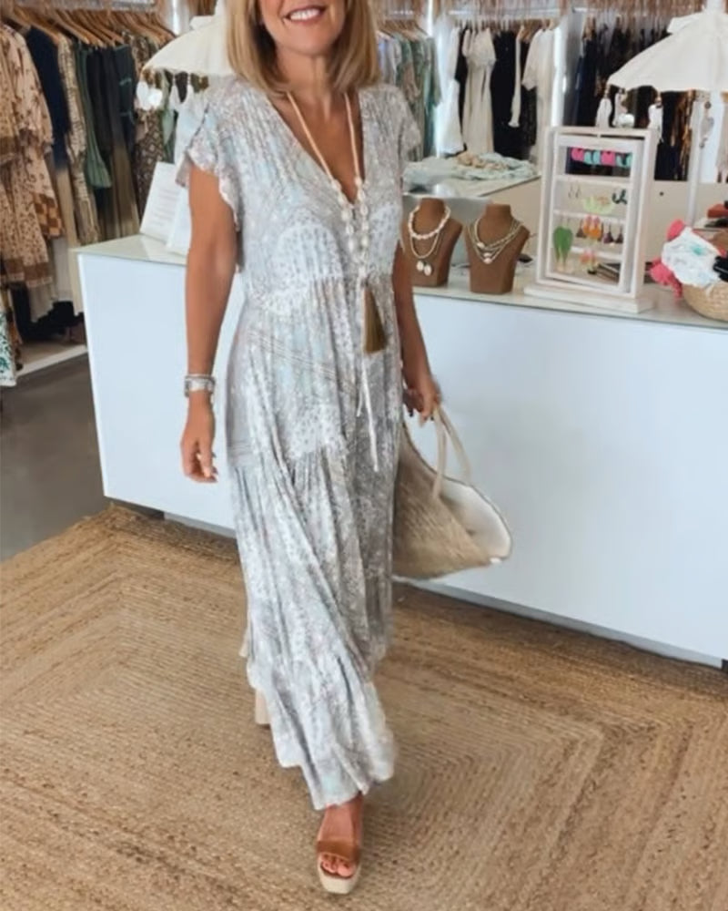 Classic Chic V-Neck Women's Dress