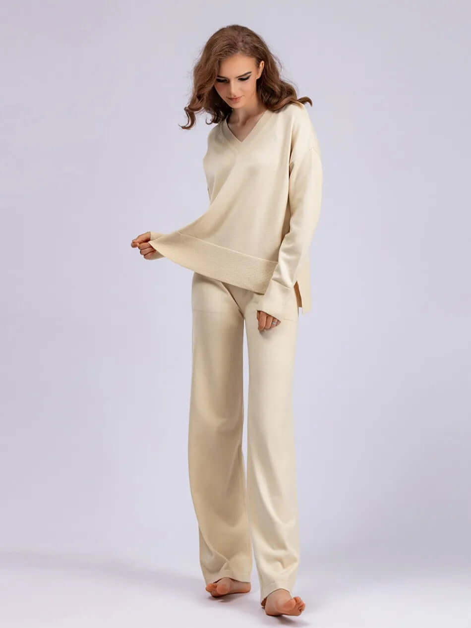 Ladies' Crew Neck Jumper and Loose Fit Pants Set