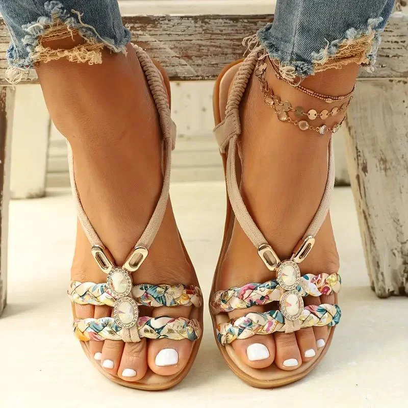 Women's Boho Beaded Flip Flop Sandals