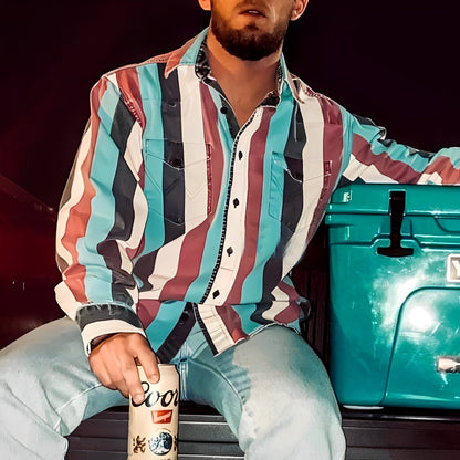 Relaxed Fit Striped Casual Button Down Shirt