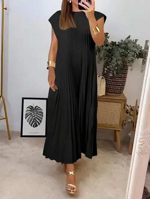 Elegant Flowy Pleated Summer Dress - Luxivelle