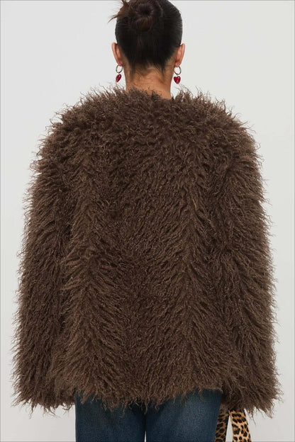 Damen Pelz Winterjacke Kunstpelz Teddy Jacke Flauschig