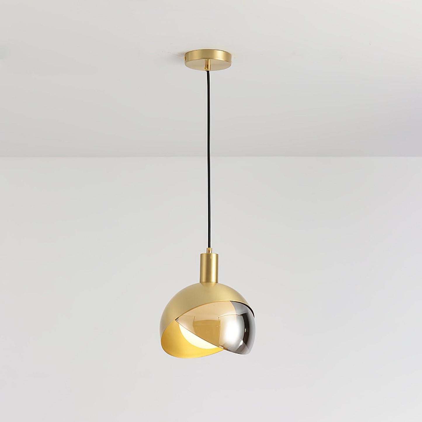Customizable Chrome Hanging Lamp with Clear Glass Shade