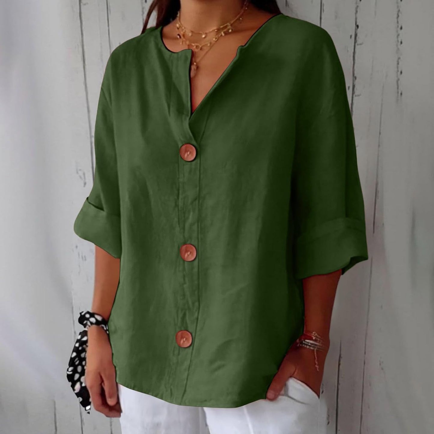 Relaxed Fit Soft Button Down Shirt For Ladies