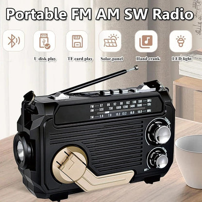 Portable Emergency Radio with Power Bank and Flashlight
