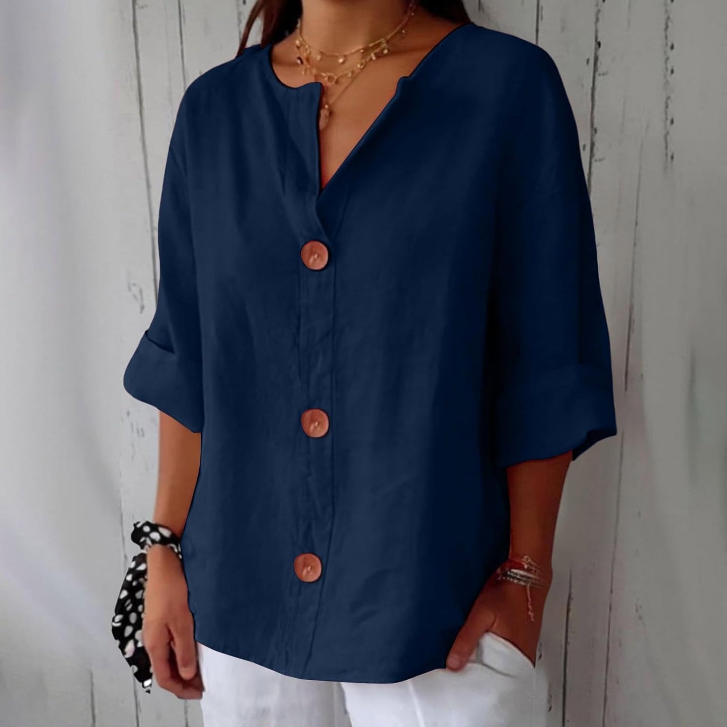 Relaxed Fit Soft Button Down Shirt For Ladies