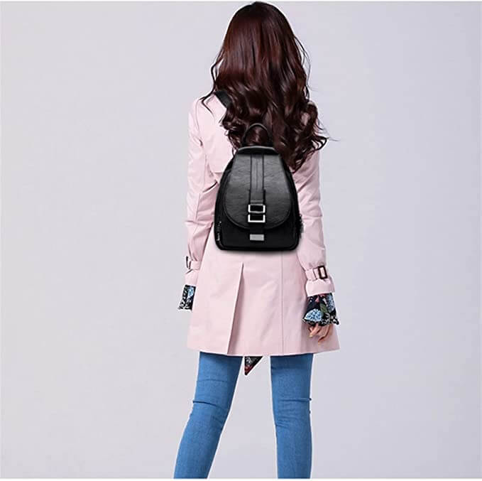 Secure Women's Leather Rucksack - Soft Genuine Sheepskin Backpack
