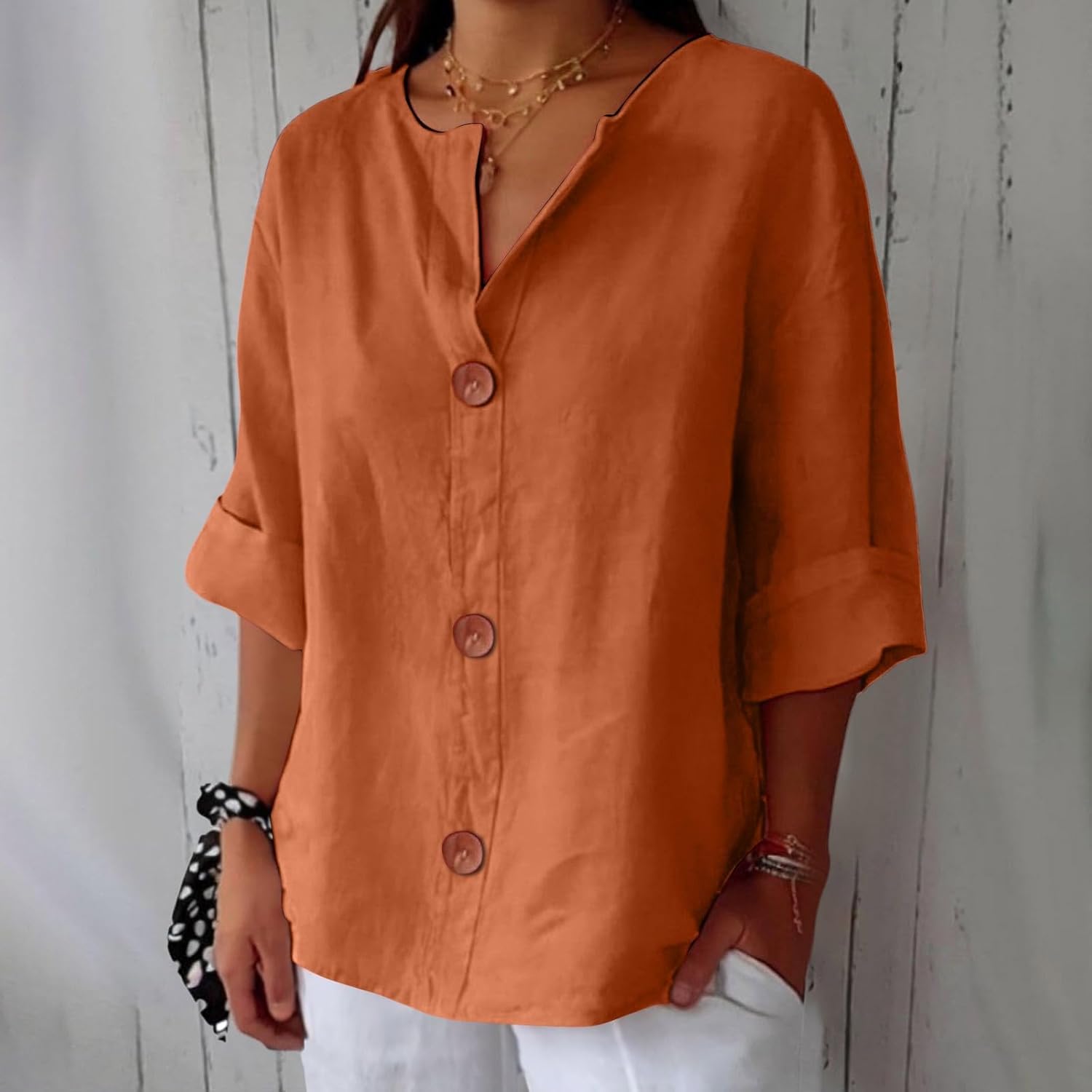 Relaxed Fit Soft Button Down Shirt For Ladies - Luxivelle