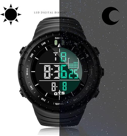 Rugged Men's Digital Outdoor Watch - Water Resistant & LED