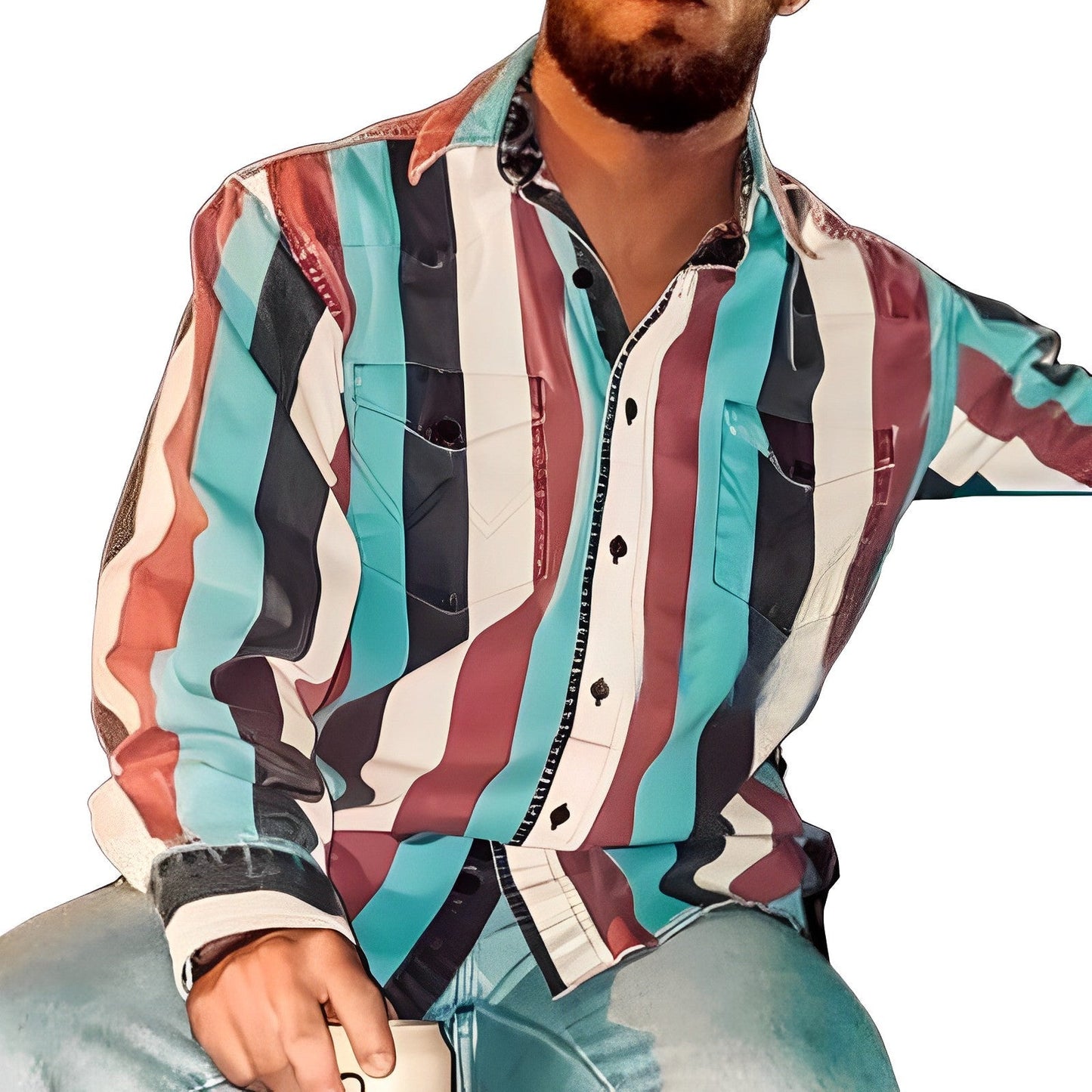 Relaxed Fit Striped Casual Button Down Shirt - Luxivelle