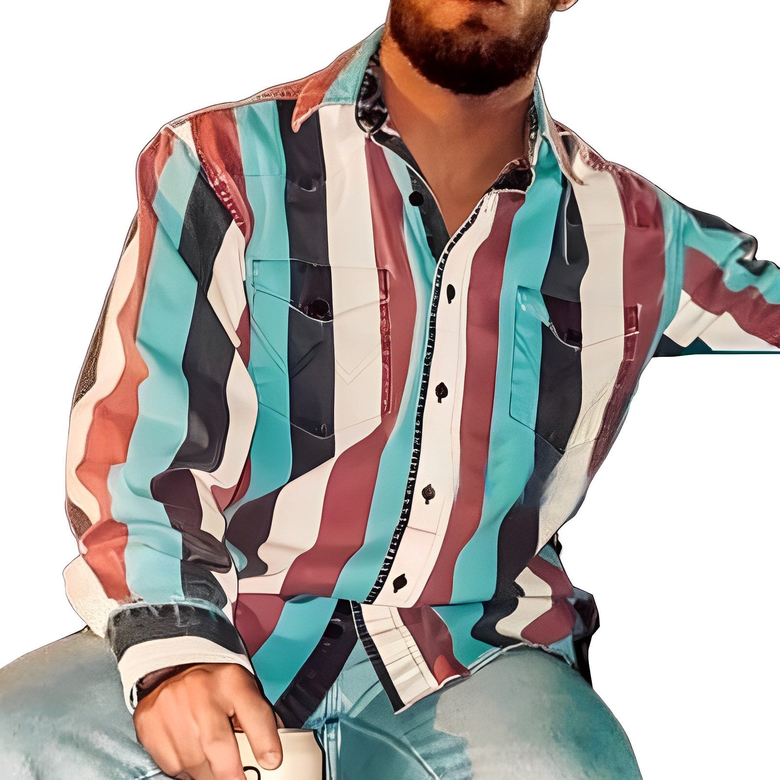 Relaxed Fit Striped Casual Button Down Shirt - Luxivelle
