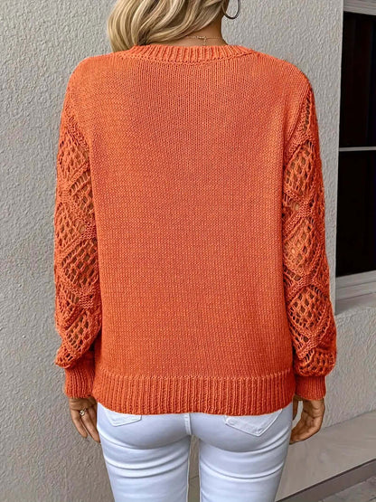 Women's Casual Loose Fit Open Knit Pullover Sweater