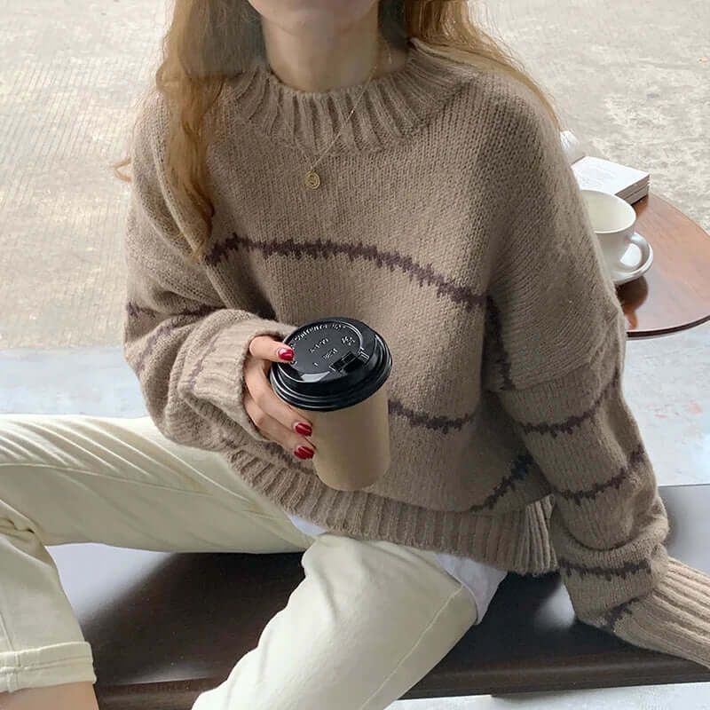 Ladies Classic Patterned Crew Neck Jumper