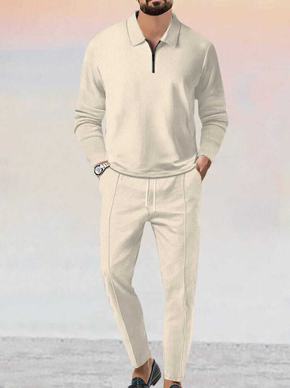 Comfortable Textured 2 Piece Pajama Set - Luxivelle