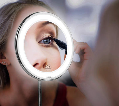 Bright LED Magnifying Makeup Mirror with Adjustable Arm - Luxivelle