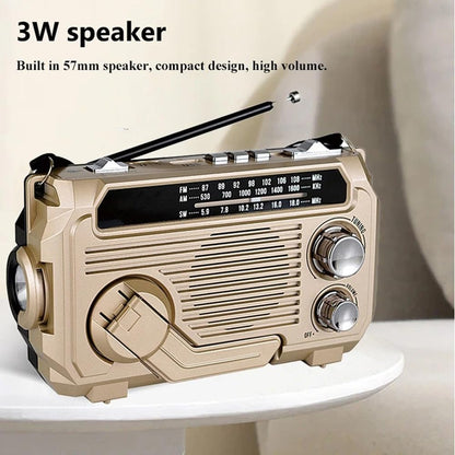 Portable Emergency Radio with Power Bank and Flashlight