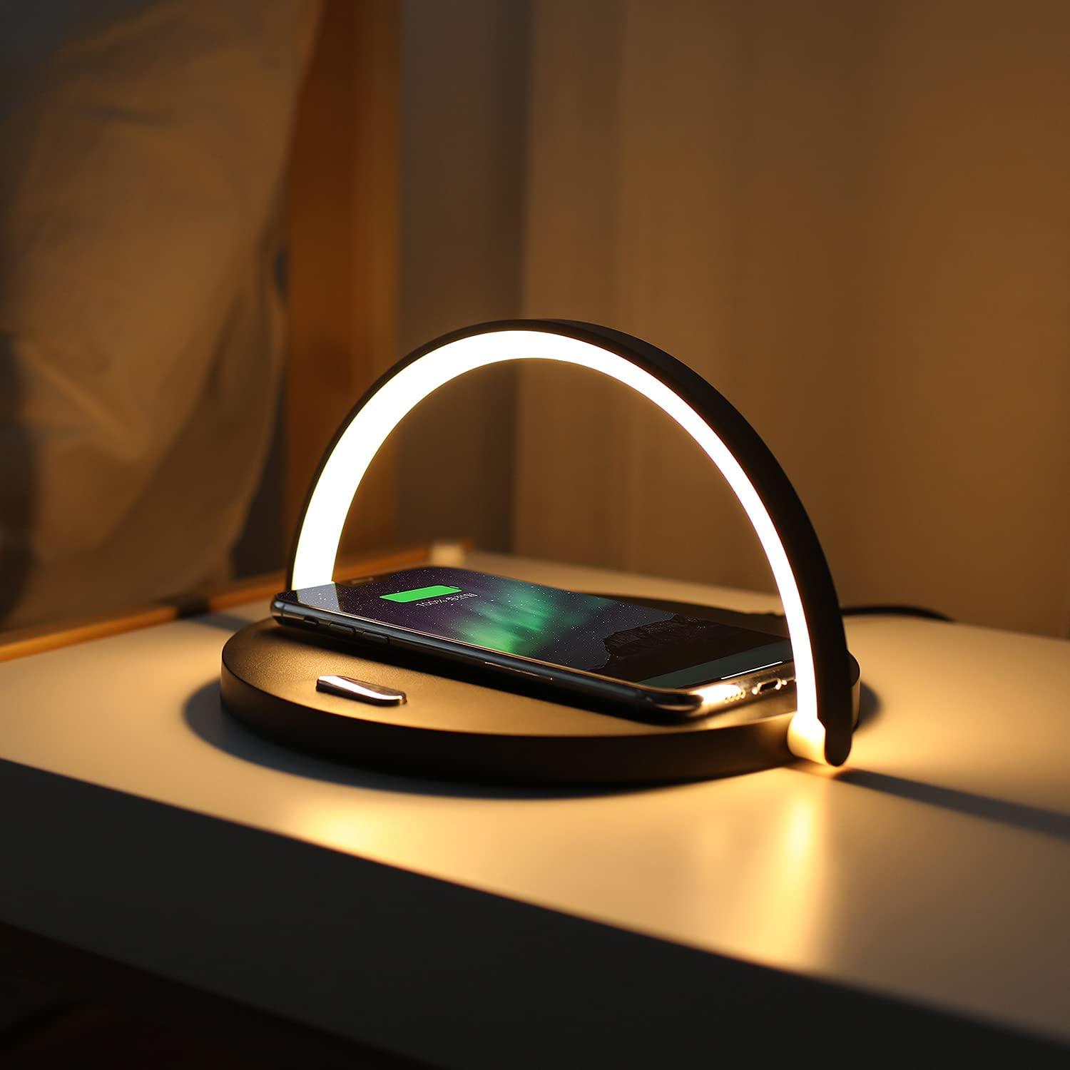 Compact 3-in-1 Wireless Charging Desk Lamp with Phone Holder - Luxivelle