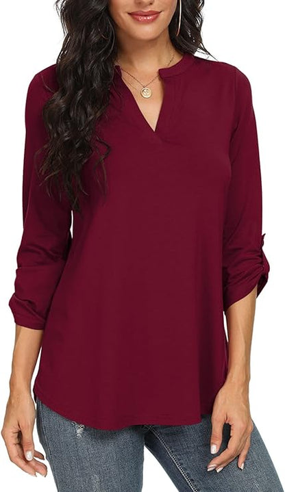 Lightweight V Neck Floral Blouse Women's Summer Top