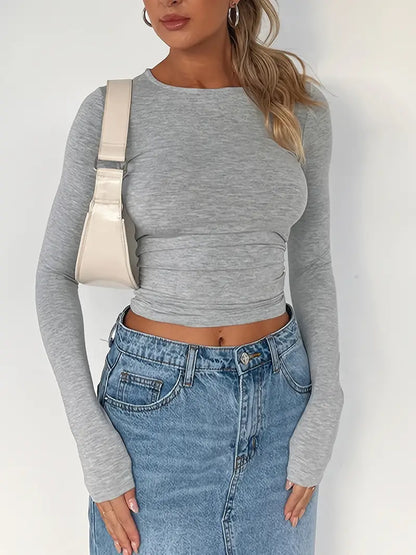 Ladies' Fit Crew Neck Long Sleeve Shirt