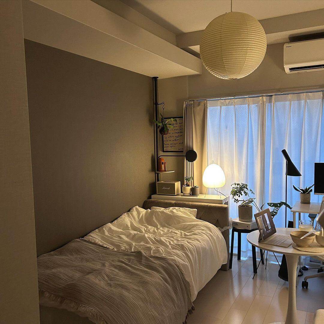 Simple White Cotton Shade Pendant Light with Metal Frame