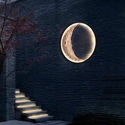 Contemporary Crescent LED Outside Wall Lamp