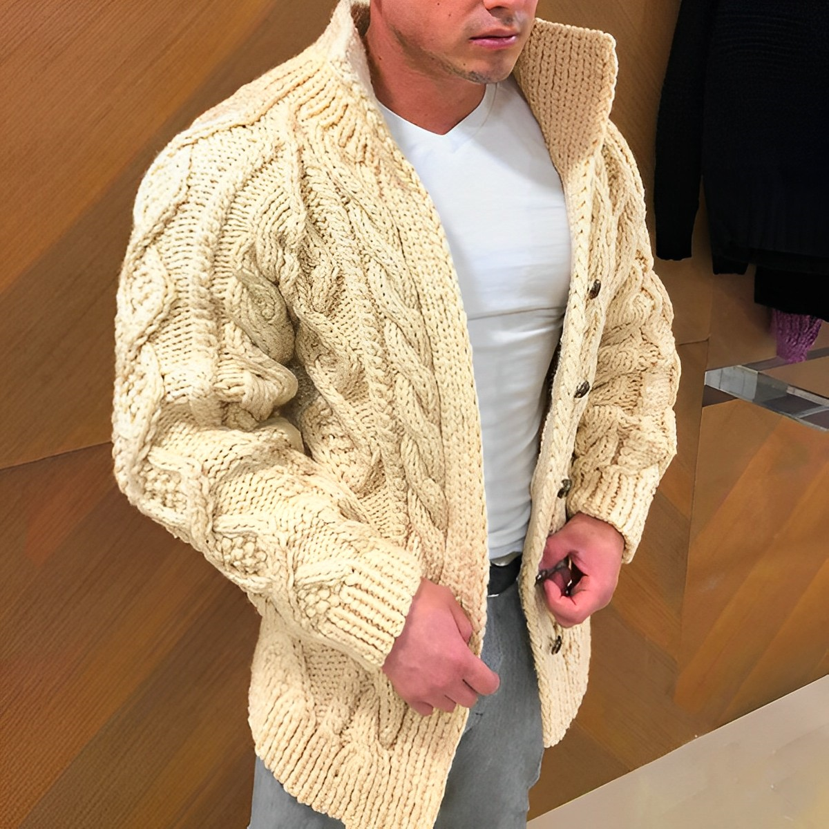 Men's Open Front Oversized Cardigan Sweater
