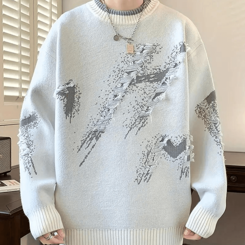 Rugged Textured Crew Neck Sweater