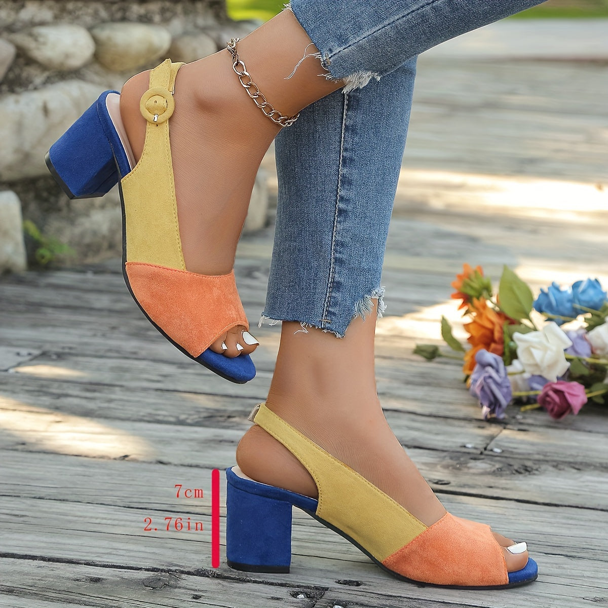 Stylish Block Heel Slingback Shoes