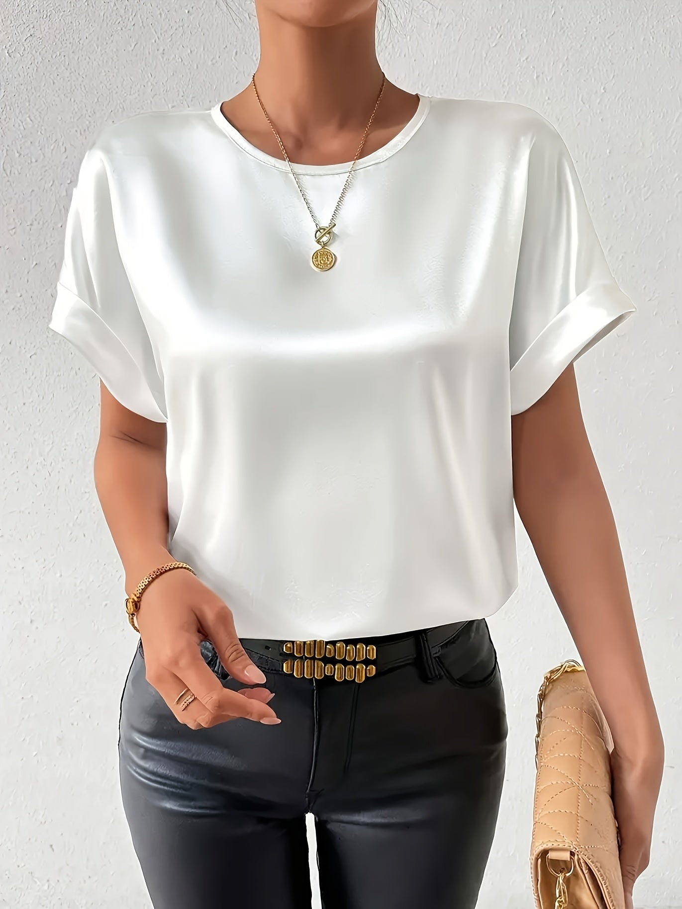 Soft Short Sleeve Women's Cotton Blouse Top - Luxivelle