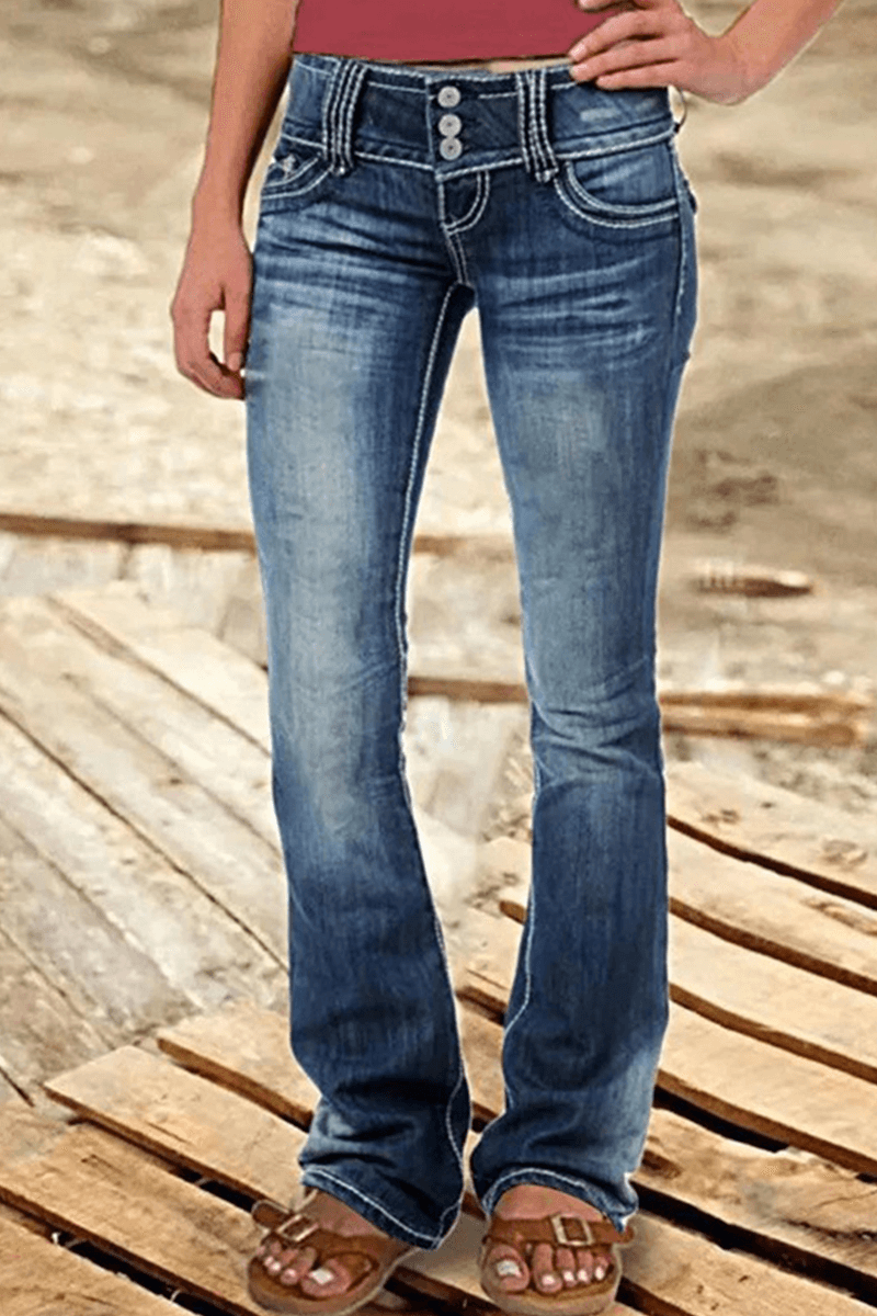 Distressed High Waist Wide Leg Women's Jeans